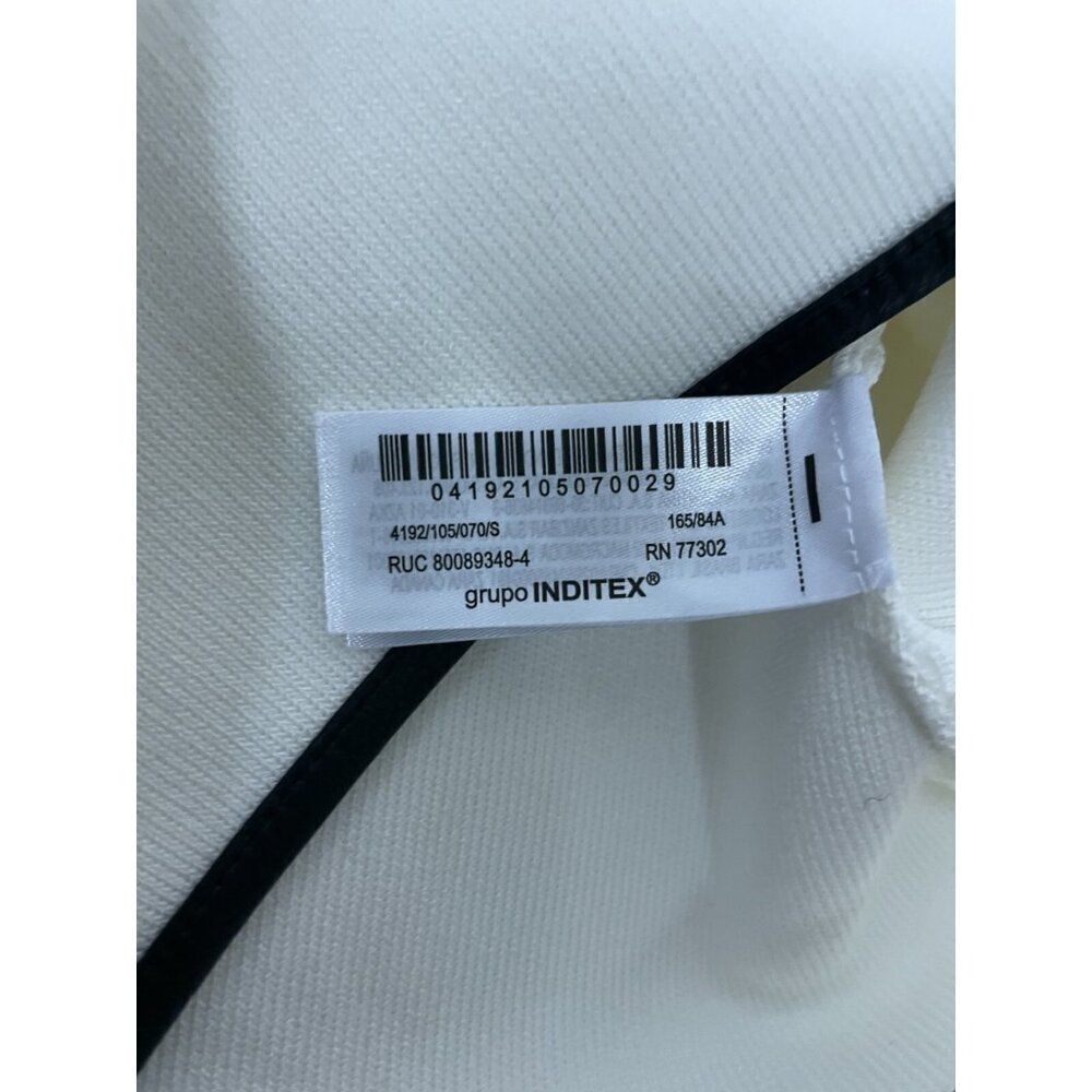 Zara Women Blazer Jacket Size S White Crossover Contrast black Trim 4192/105 NWT - Picture 7 of 12